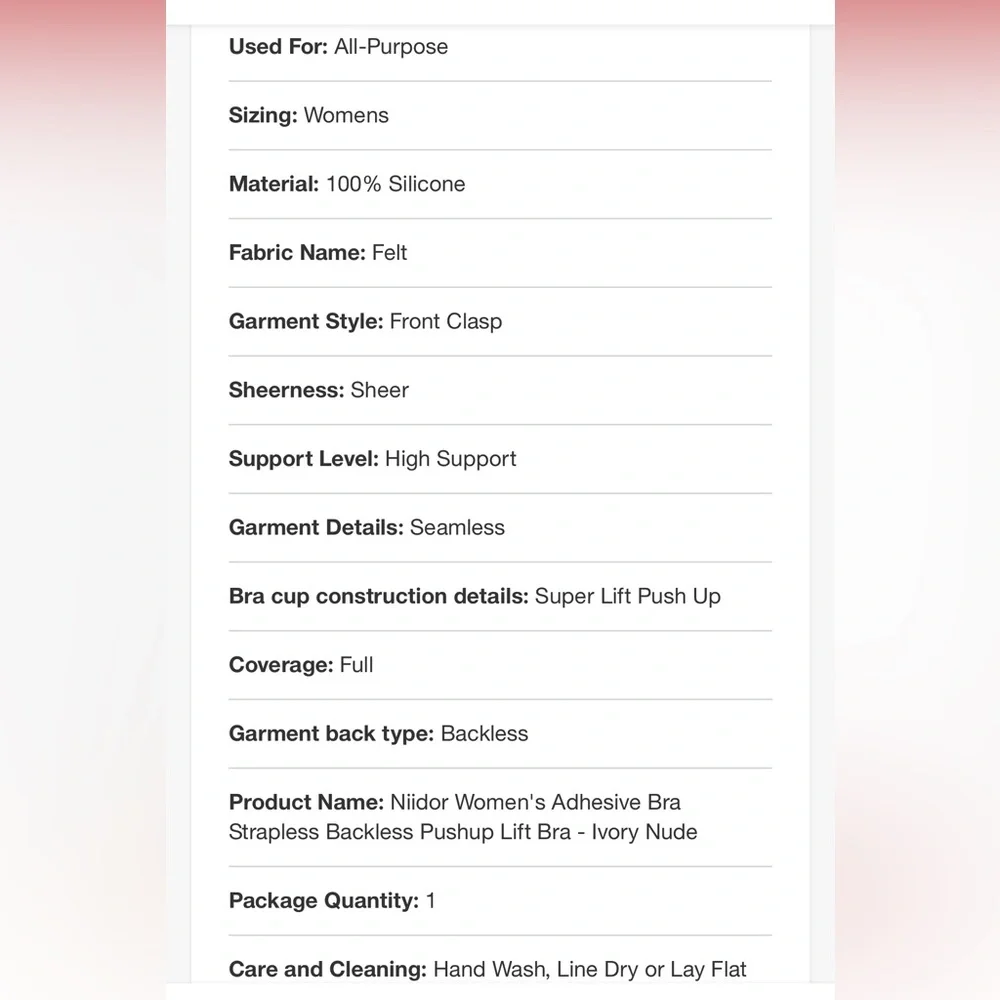 NEW Niidor Women's Adhesive Bra Strapless Backless Pushup Lift Bra - Picture 13 of 13